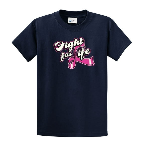 Fight for Life- Breast Cancer Awareness- Adult Short Sleeve T-shirt-navy-xxl