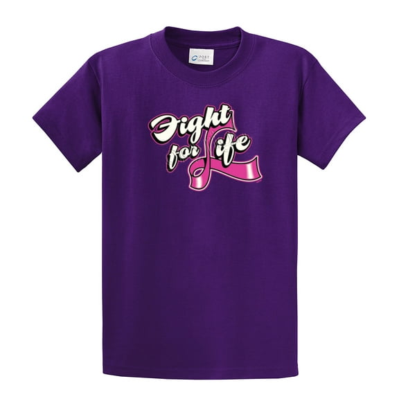 Fight for Life- Breast Cancer Awareness- Adult Short Sleeve T-shirt-purple-4xl
