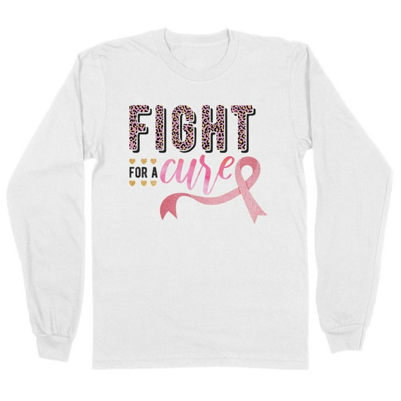 Fight for a Cure Long Sleeve Shirt Unisex Large White
