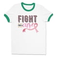 thumbnail image 1 of Fight for a Cure Ringer Tee Shirt Unisex Medium White/Kelly Green, 1 of 5