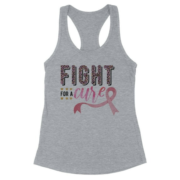 Fight for a Cure Tank Top Fitted Racerback Women's Large Heather Grey