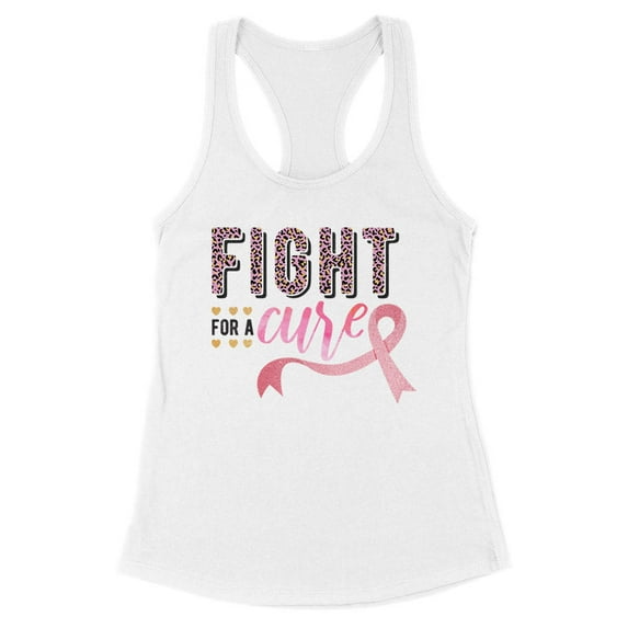 Fight for a Cure Tank Top Fitted Racerback Women's Large White