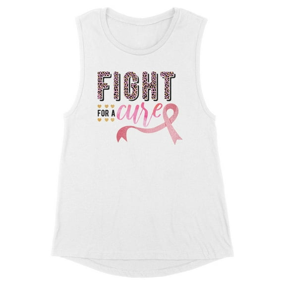 Fight for a Cure Women's Muscle Tank Large White