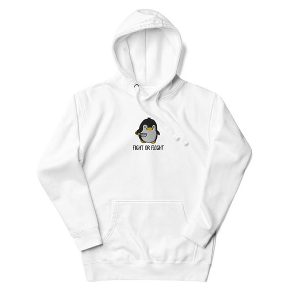 Fight or Fight Penguin Hoodie (White, XL)