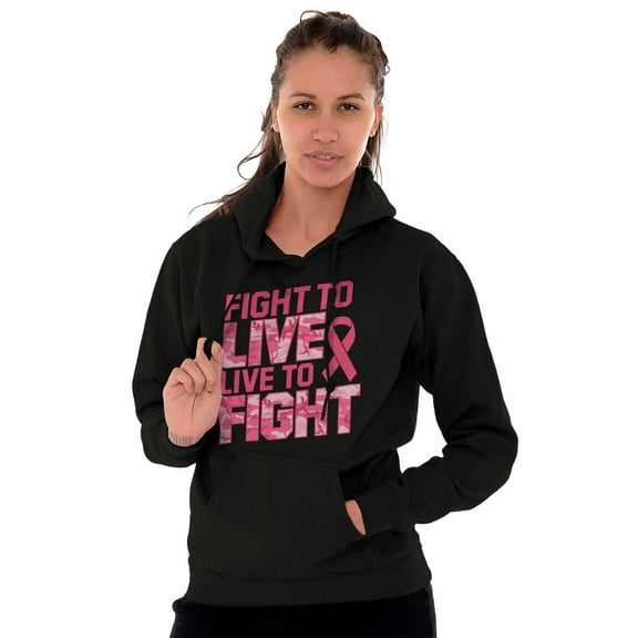 Fight to Live Breast Cancer Hoodie Sweatshirt Women Brisco Brands S