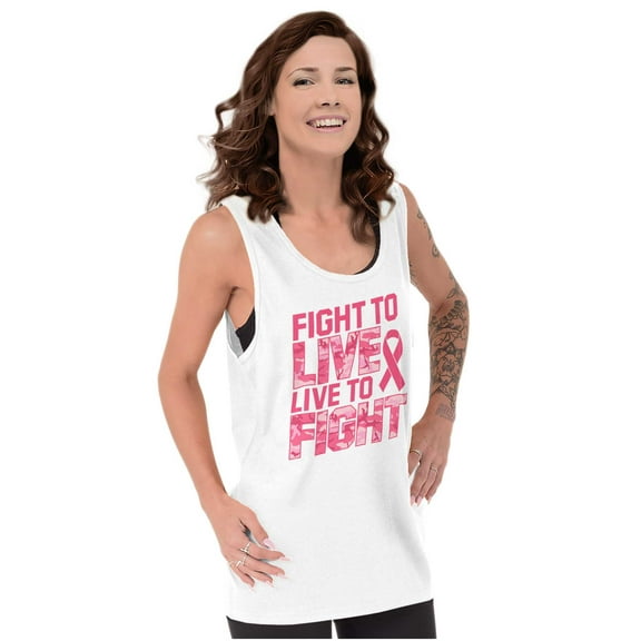 Fight to Live Breast Cancer Womens Plus Size Graphic Tank Top Brisco Brands 2X