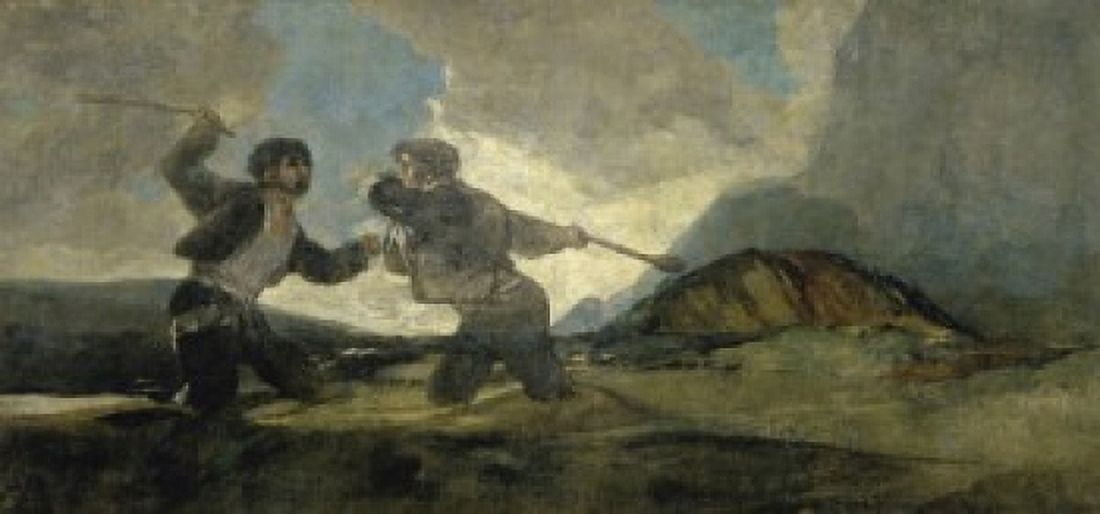 Fight with Cudgels 1820-23 Francisco Goya y Lucientes (1746-1828Spanish) Museo del Prado Madrid Canvas Art - Francisco de Goya (18 x 24)