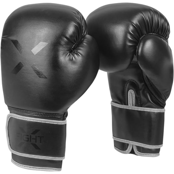 FightX Boxing Gloves for Men & Women MMA Mauy Thai Kickboxing Bag Punching Gloves (Full Black, 14oz)