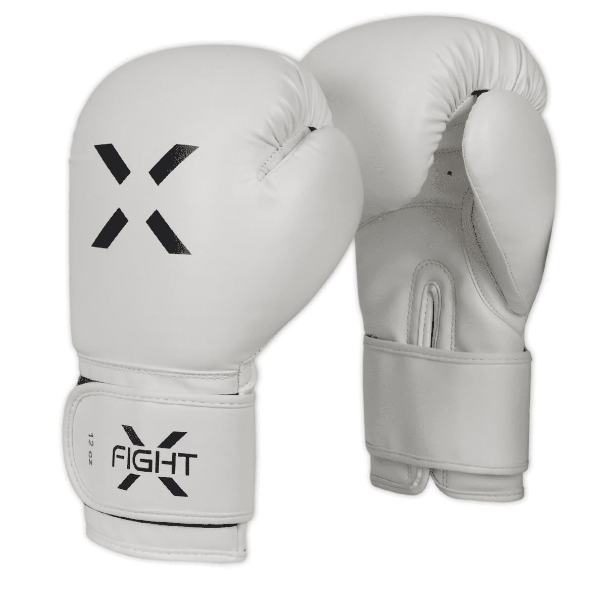 FightX Boxing Gloves 8oz for Men & Women, MMA Muay Thai Training & Punching Bag Gloves, White/Black