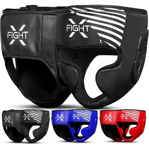 FightX Boxing Headgear For Youth MMA Training, MuayThai, Sparring Helmet For Protector (Black, L/XL)