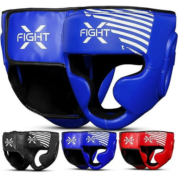 FightX Boxing Headgear For Youth MMA Training, MuayThai, Sparring Helmet For Protector (Blue, S/M)