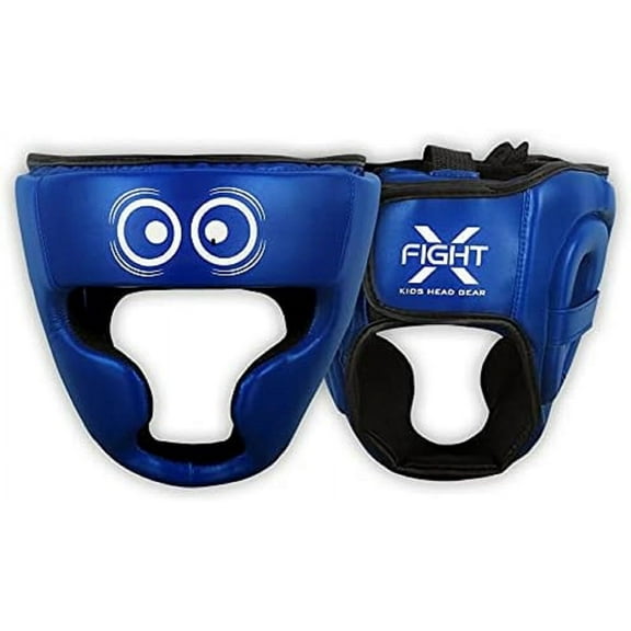 FightX Boxing Headgear For kids MMA Training, MuayThai, Sparring Helmet For Protector (Blue)
