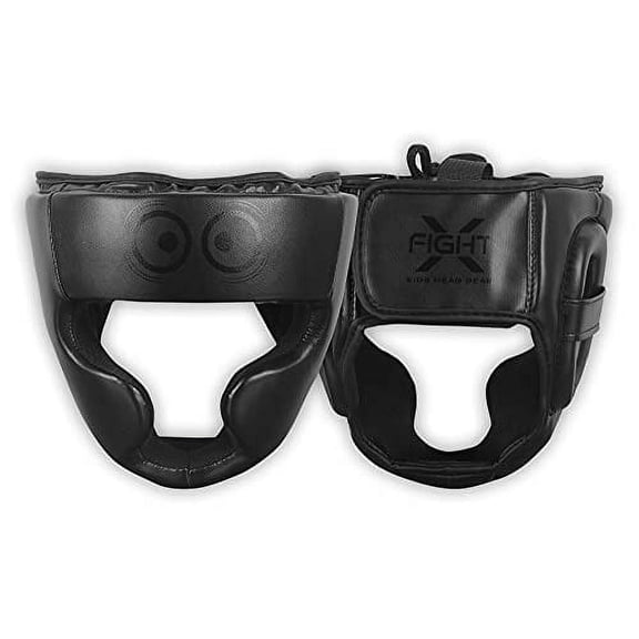 FightX Boxing Headgear For kids MMA Training, MuayThai, Sparring Helmet For Protector (Full Black)