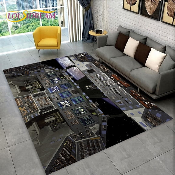 Fighter Aircraft Control Cockpit Cabin Carpet Rug for Home Living Room Bedroom Sofa Doormat r Area Rug Non-slip Floor Mat