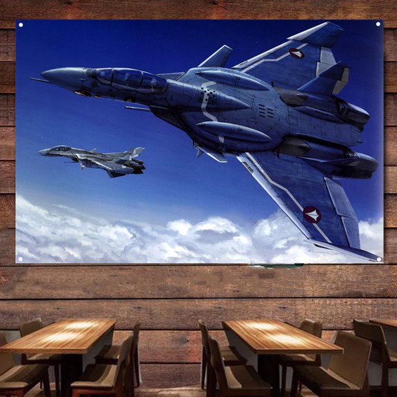 Fighter of the Future Banner Wall Hanging Flag - Air Force Aircraft Canvas Print Art Work Gift For Army Fans - Military Wall Art Poster For Room Studio Bedroom 38" x 57"