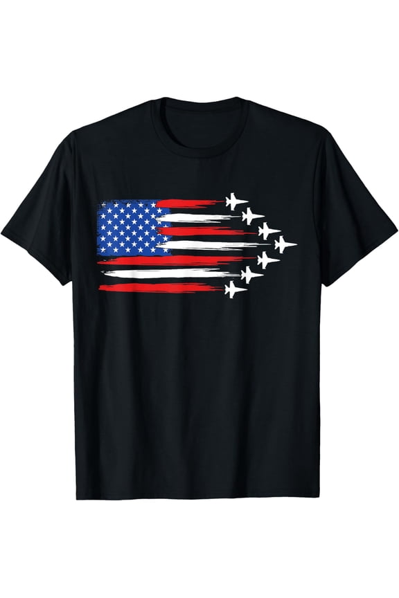 Fighter Jet Airplane American Flag Fighter Jets 4Th Of July T-Shirt, Unisex T-Shirt