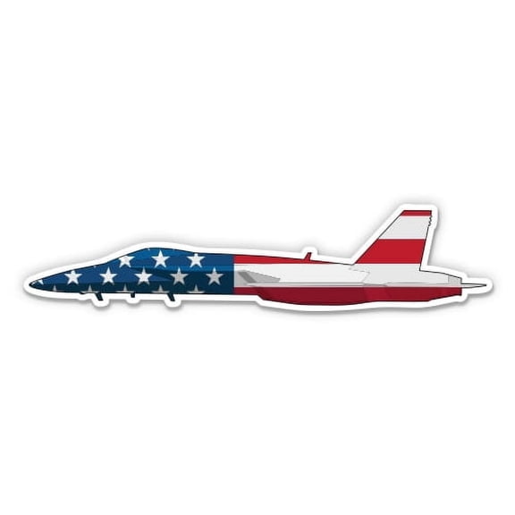 Fighter Jet American Flag - 12" Vinyl Sticker Waterproof Decal