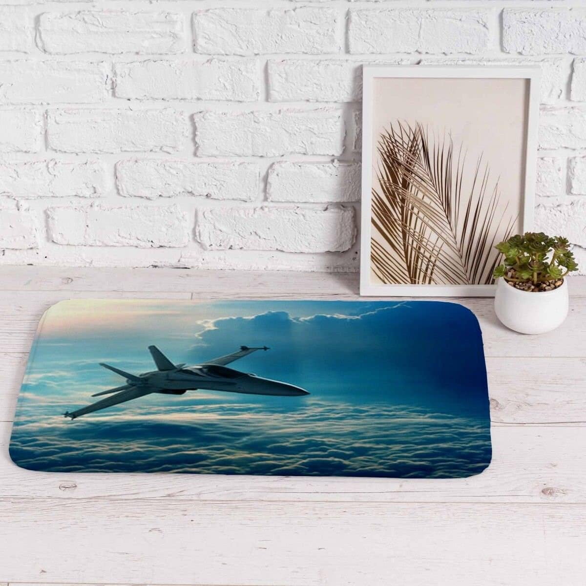 Fighter Jet Bath Mats Blue Bathroom Rugs Military Shower Mats Air Force ...