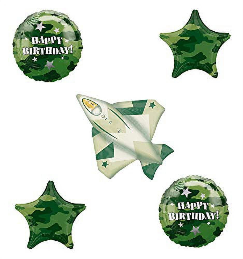 MAYFLOWER DISTRIBUTING Fighter Jet Camouflage Party Supplies Birthday Balloon Bouquet Decorations