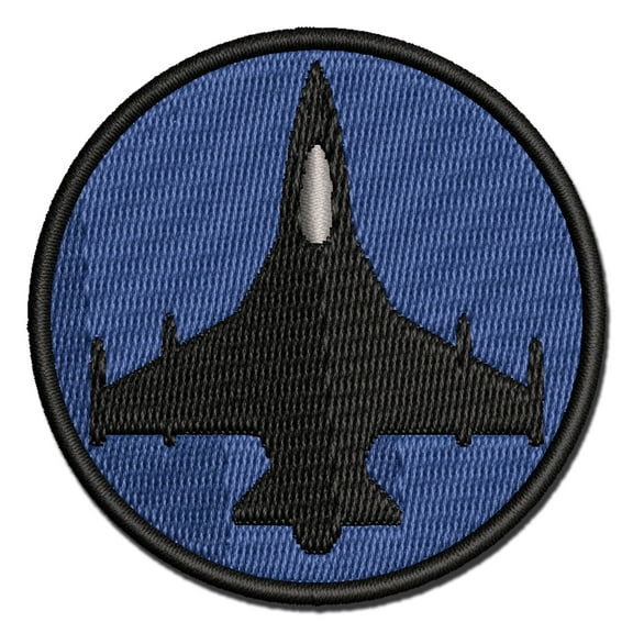 Fighter Jet Military Airplane Applique Multi-Color Embroidered Iron-On Patch - 2.0 Inch Mini