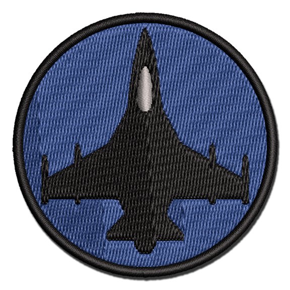 Fighter Jet Military Airplane Applique Multi-Color Embroidered Iron-On Patch - 3 Inch Medium