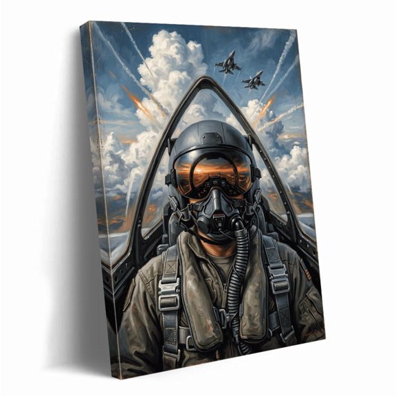 Fighter Jet Pilot Wall Art Military Aviation Art Cockpit Print Modern Aircraft For Men Man Cave Home Office Wall Decor, Unframed Paper Print