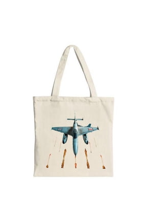 Fighter Jet Tote Bag - Canvas Multifunctional Reusable Shopping Bag with Stunning Missile Design Perfect for Travel & Parties
