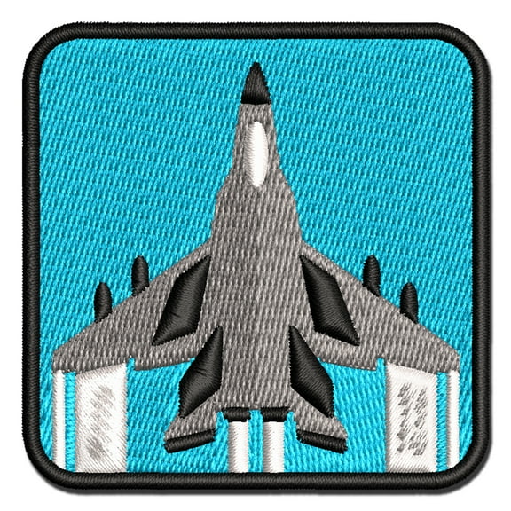 Fighter Jet War Plane Combat Vehicle with Missiles Applique Multi-Color Embroidered Iron-On Patch - 2.0 Inch Mini