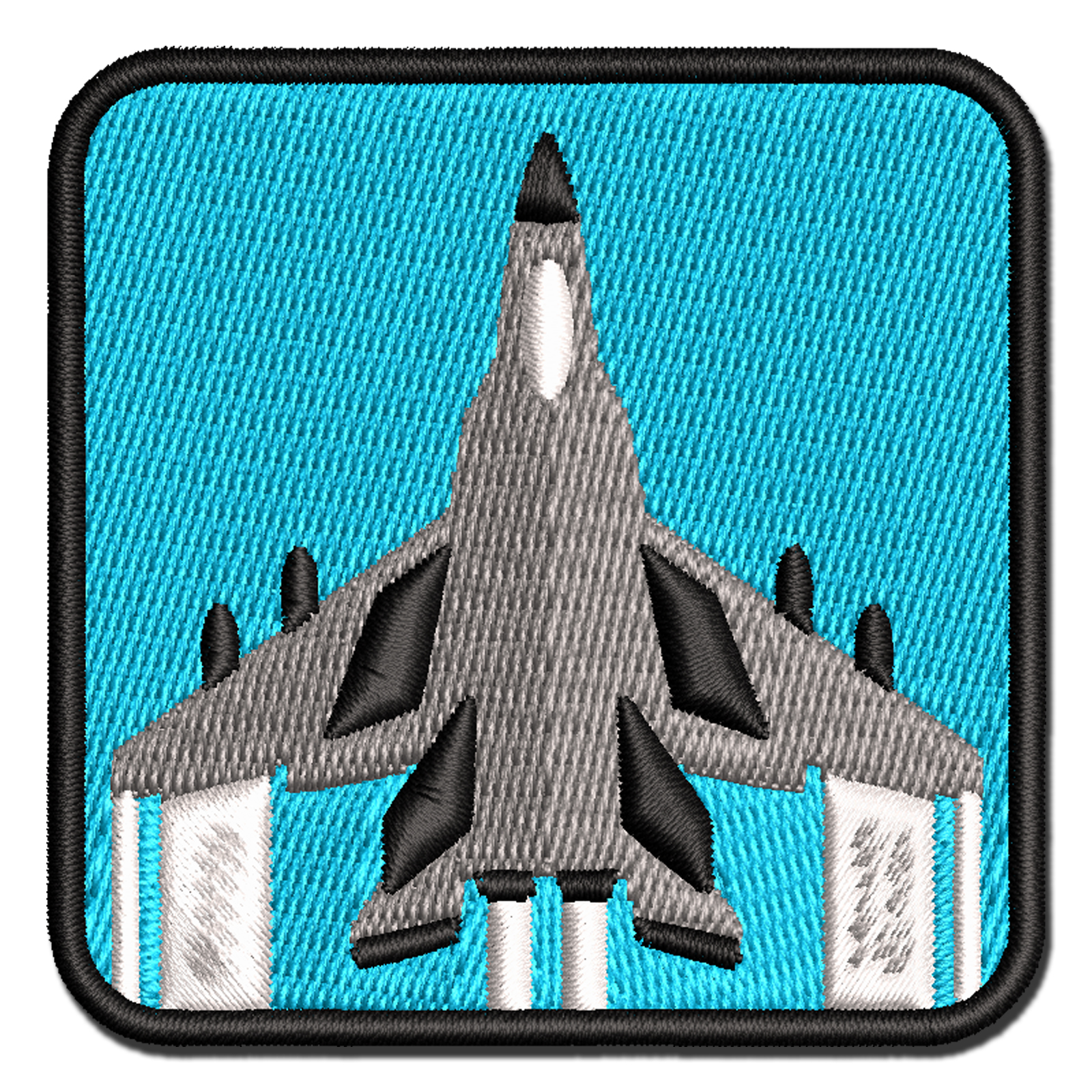 Fighter Jet War Plane Combat Vehicle with Missiles Applique Multi-Color Embroidered Iron-On Patch - 3.5 Inch Large