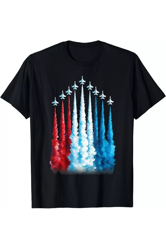 Fighter Jets American Flag 4th of July Patriotic Cool Gift Unisex T-Shirt