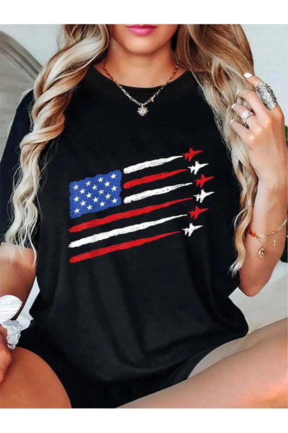 Fighter Jets American Flag USA Funny 4th Of July Fourth T-Shirt