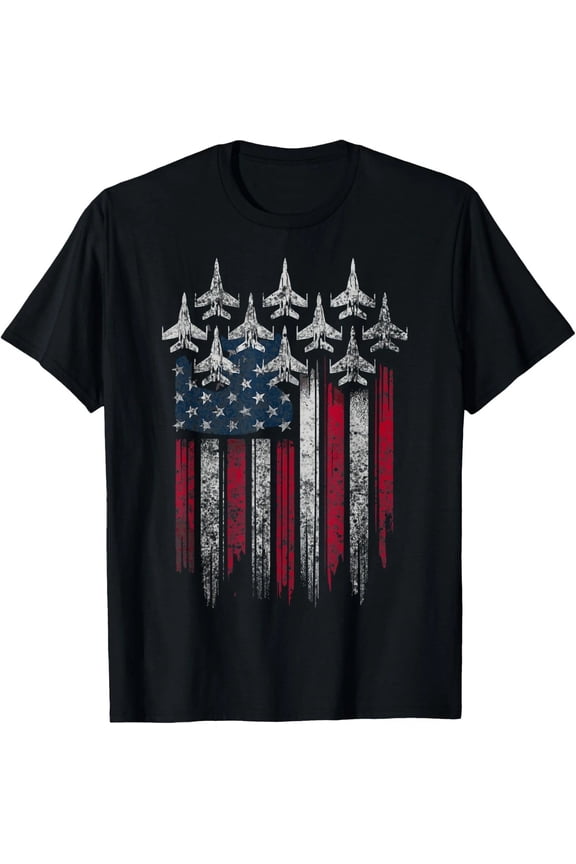 Fighter Jets Lover T-Shirt – Patriotic USA Flag 4th of July Tee