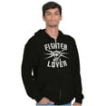 thumbnail image 1 of Fighter Not a Lover Muay Thai Athlete Unisex Fleece Graphic Zip Up Hoodie Brisco Brands 3X, 1 of 5
