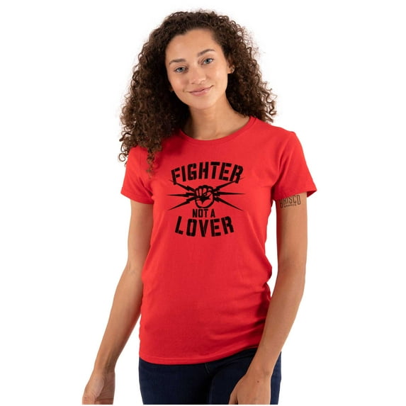 Fighter Not a Lover Muay Thai Athlete Womens Slim Fit Graphic Tee Brisco Brands L