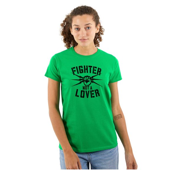 Fighter Not a Lover Muay Thai Athlete Womens Slim Fit Graphic Tee Brisco Brands S