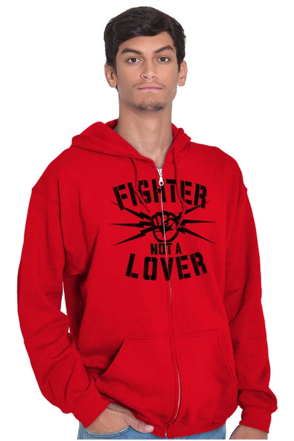 Fighter Not a Lover Muay Thai Athlete Zip Up Hoodie Men's Women's Brisco Brands M