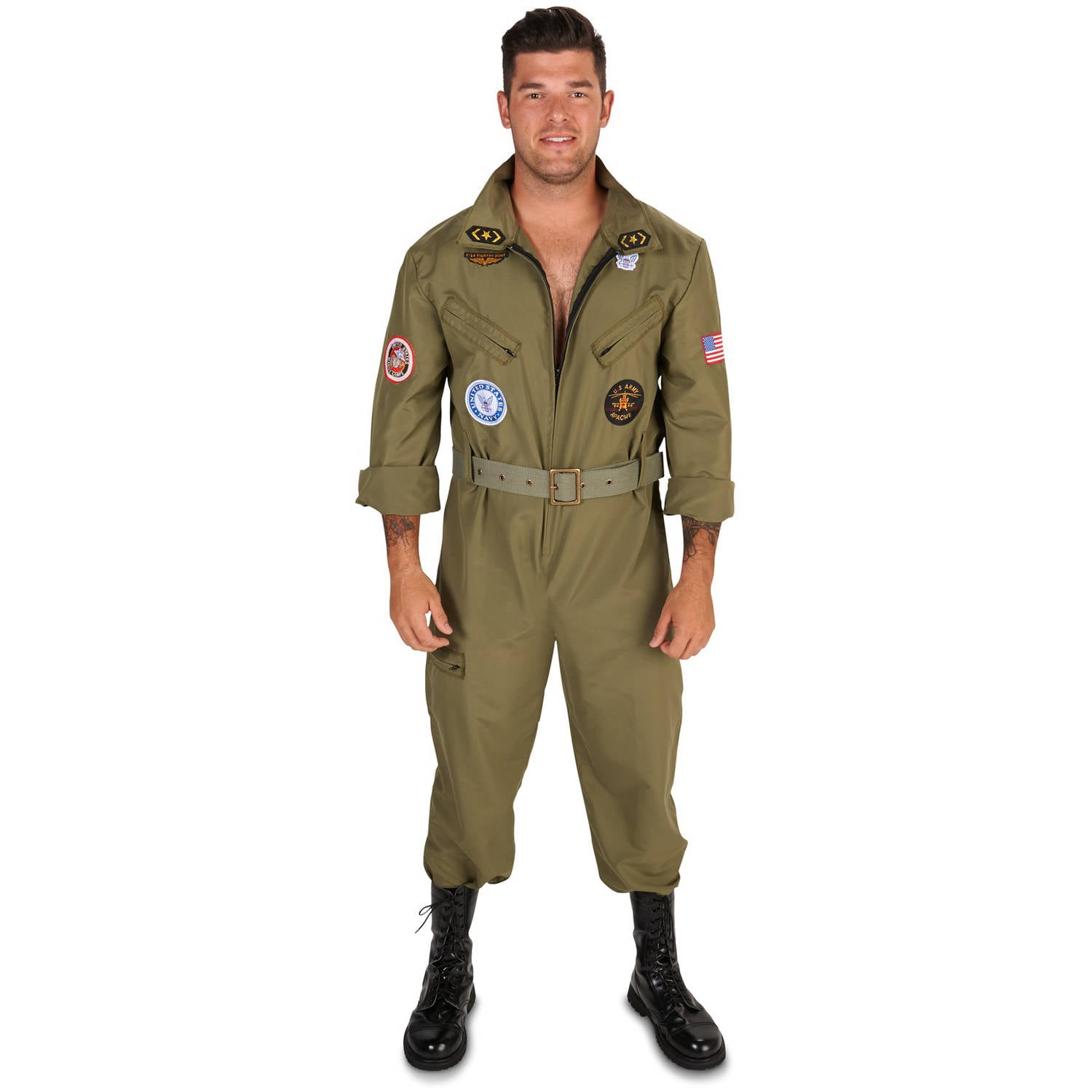 Halloween Express Men's Airforce Jumpsuit Costume - Size One Size Fits Most  - Green : Target