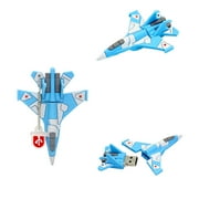 Fighter Plane USB Drive - Novelty USB Flash Drive - Fighter Plane Flash Drive for Boys and Girls - Trendy Flash Drive - Cute Novel Flash Drive for Boys - Back to School Supplies (Blue Fighter Plane)