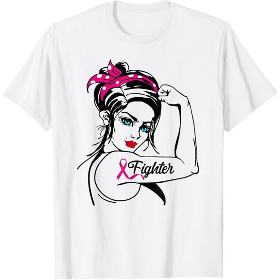 Fighter Rosie The Riveter Breast Cancer Awareness T-Shirt