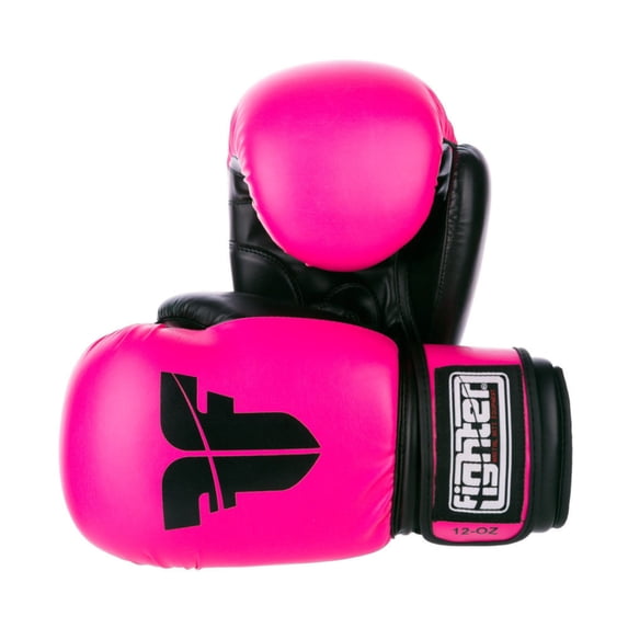 Fighter Synthetic Leather PU basic Boxing Gloves, Neon Pink/Black 1376APUFP