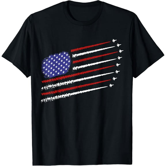 Fighter jets with USA american flag 4th of July celebration T-Shirt women Tee