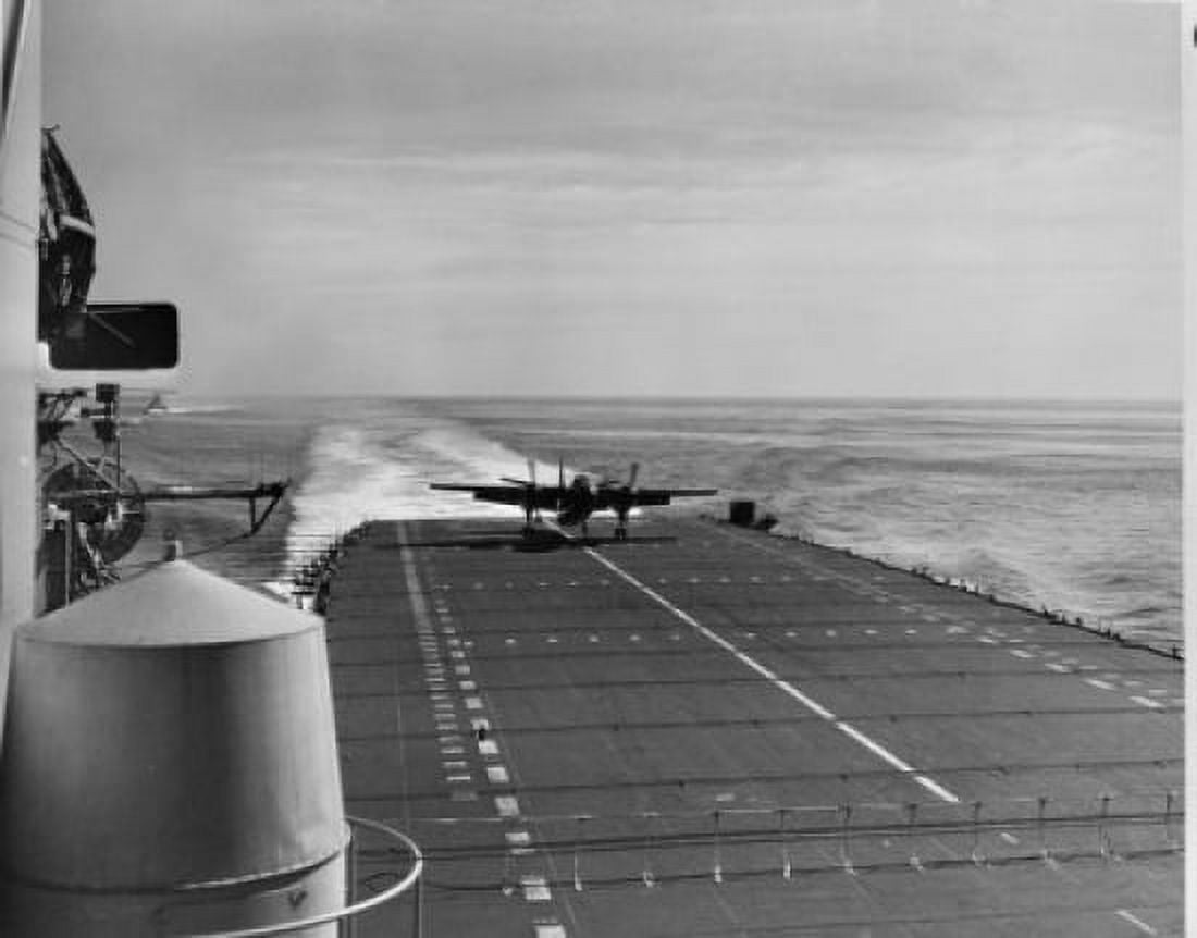 Fighter plane landing on aircraft carrier USS Coral Sea (CV-43) Canvas Art - (18 x 24)