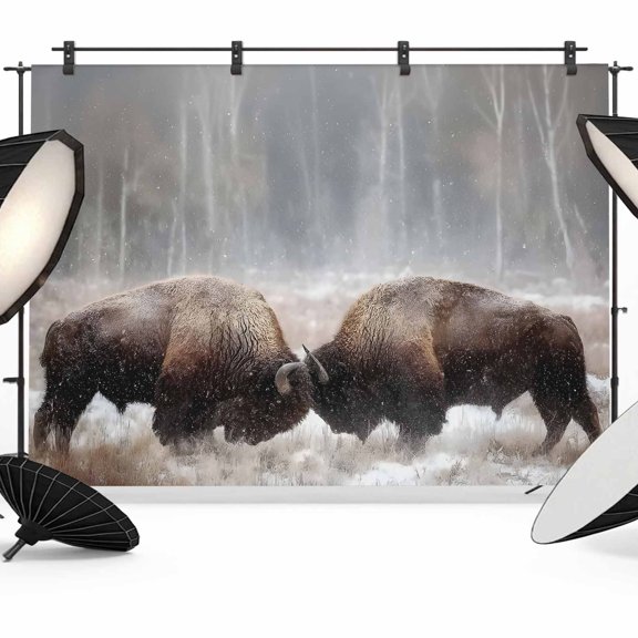 Fighting Bulls Backdrops for Photography, Landscape Powerful Animal Pattern Fabric Photo Background Sturdy Studio Props for Photo Studio, Video Recording, Booth & Photoshoot 8x6ft
