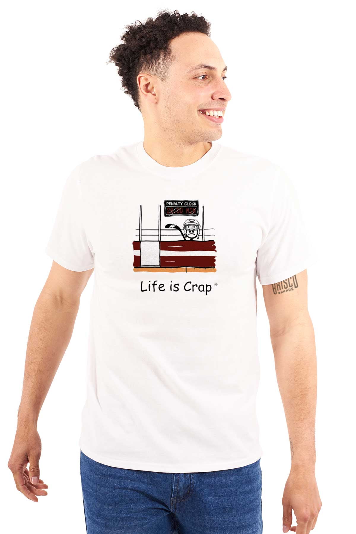 Fighting Flagged Hockey Penalty Box Men Big Tall Graphic Tee