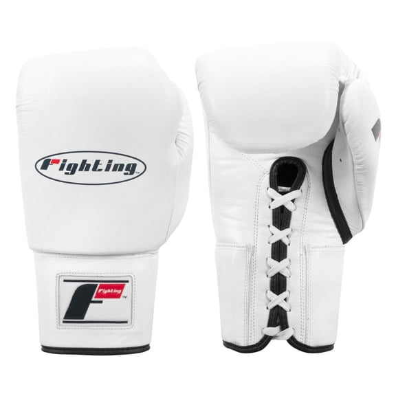 Fighting Fury Professional Lace Training Boxing Gloves, 16oz, White