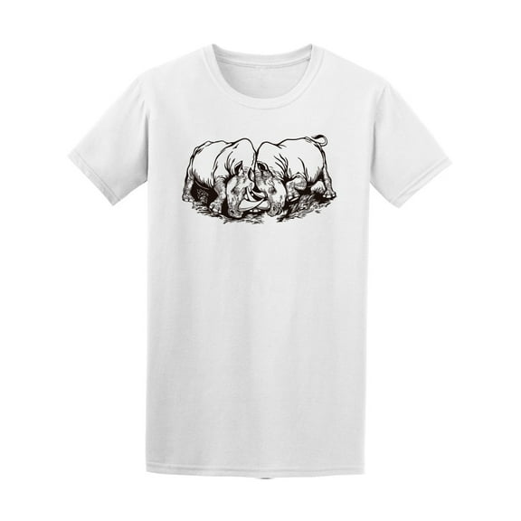 Fighting Rhino Sketch T-Shirt Men -Image by Shutterstock, Male Small