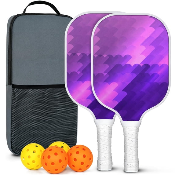 Fighting Series Pickleball Paddles Set Of 2, Fiberglass Surface, 4 Balls & Bag
