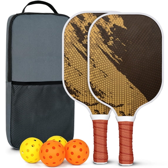 Fighting Series Pickleball Paddles Set Of 2, Fiberglass Surface, 4 Balls & Bag