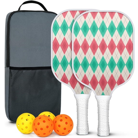 Fighting Series Pickleball Paddles Set Of 2, Fiberglass Surface, 4 Balls & Bag