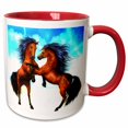 thumbnail image 1 of 3drose, Fighting Stallions Two Very Beautiful Stallions Reared Up in Battle, 11oz Two-tone Red Mug, 1 of 6